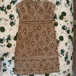 Adrianna Papell Beaded Champagne Dress